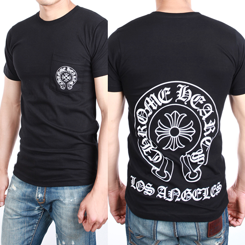 [크롬하츠]  포켓 말발굽+십자가 로스엔젤레스 티 / 블랙 / 남녀공용 티셔츠