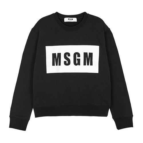 [MSGM] 2441MDM96 184298 99 / 스퀘어 로고 프린트 맨투맨 티셔츠 / 블랙 / 여성