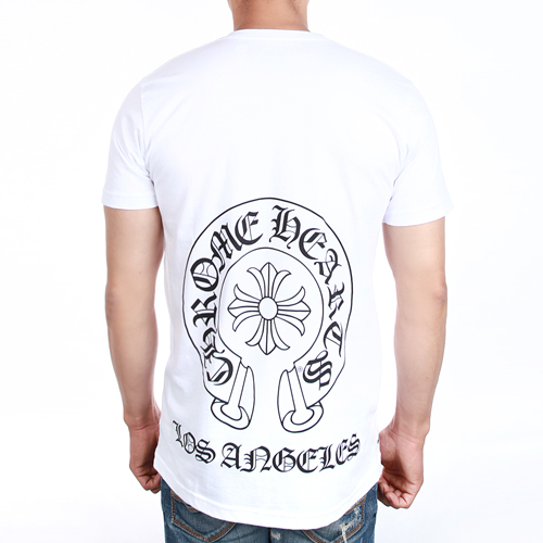 [크롬하츠]  포켓 말발굽+십자가 로스엔젤레스 티 / 화이트 / 남녀공용 티셔츠