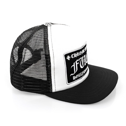 [크롬하츠] 17SS FUCK 로고 패치트러커 메쉬캡 / 블랙화이트 / 남녀공용 모자