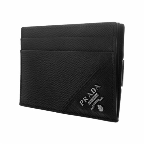 [프라다] 21FW 남성 2MC047 QME F0002 사피아노 메탈 로고 카드 지갑 블랙