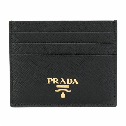 [프라다] 22SS 여성 1MC025 QWA F0002 금장 로고 사피아노 메탈 카드 지갑 블랙