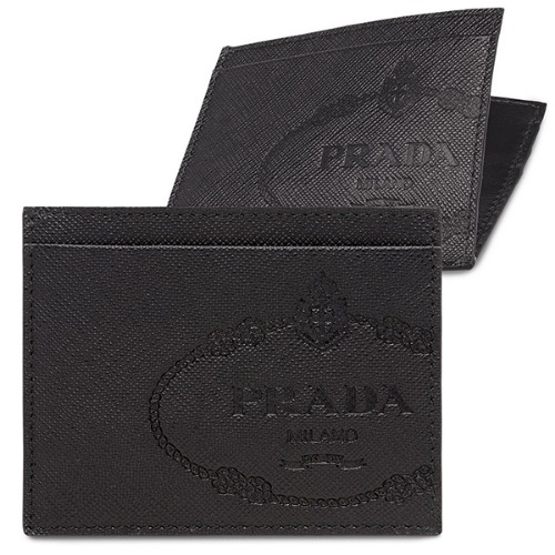 [프라다] 2MC223 2MB8 F0002 / 19SS 음각 로고 사피아노 카드 지갑 홀더 / 블랙 / 공용