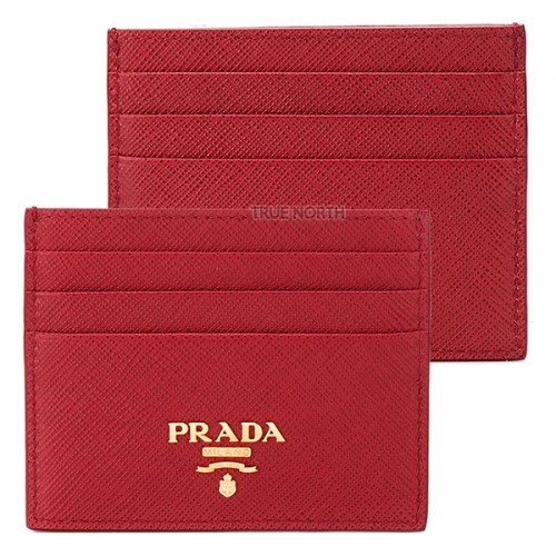 [프라다] 21FW 여성 1MC025 QWA F068Z 금장 로고 사피아노 메탈 카드 지갑 레드