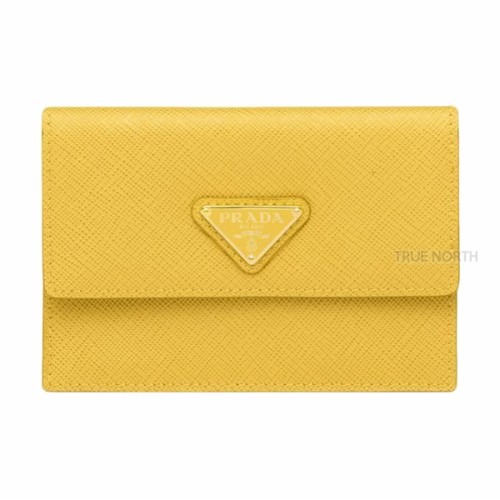 [프라다] 22FW 여성 1MF027 QHH F0377 삼각 로고 사피아노 카드 지갑 옐로우
