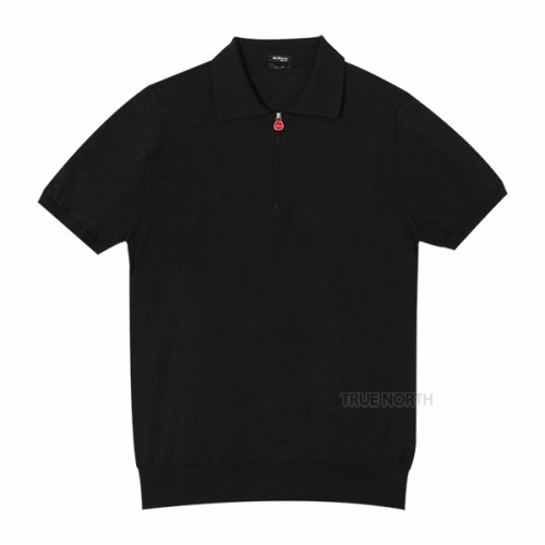[키톤] 남성 UK33ZE23 K5 하프 집업 폴로 반팔 티셔츠 블랙
