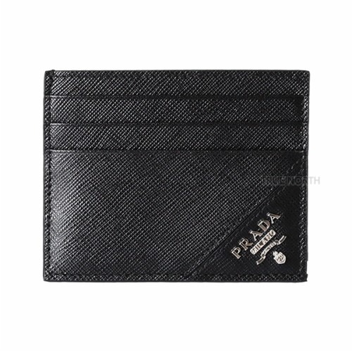 [프라다] 23FW 남성 2MC223 QME F0002 메탈 로고 사피아노 카드 지갑 블랙