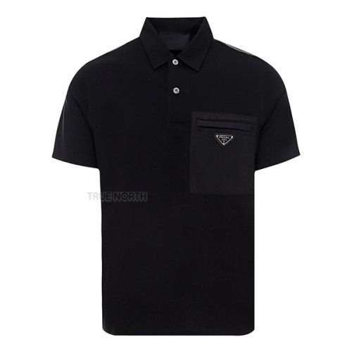 [프라다] 24SS 남성 UJN703 1YED F0806 삼각 로고 폴로 반팔 티셔츠 블랙